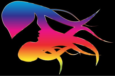 Woman With Flowing Hair Enhanced 6 clipart
