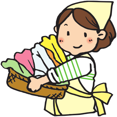 Woman with laundry basket clipart