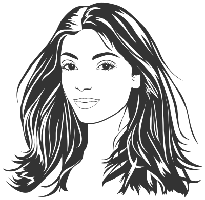 Woman With Long Hair Line Art clipart