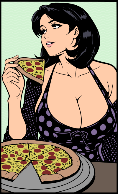 Woman with Pizza - Colour Remix clipart