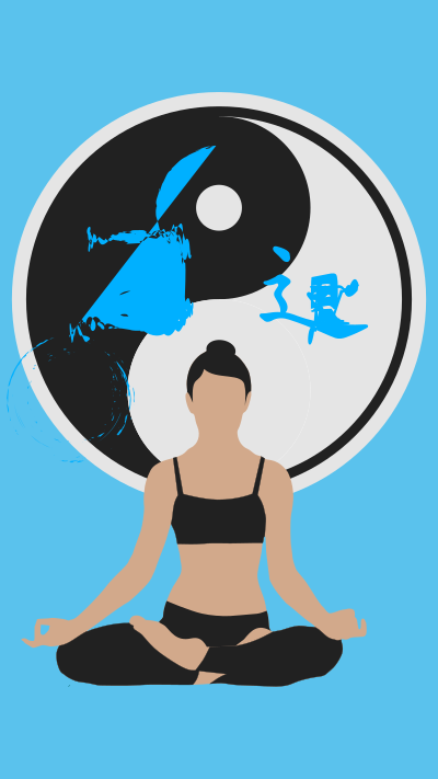 Woman Yoga Yin-Yang Blue / Mujer Yin-Yang Azul clipart