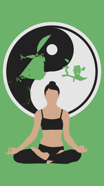 Woman Yoga Yin-Yang Green / Mujer Yin-Yang Verde clipart