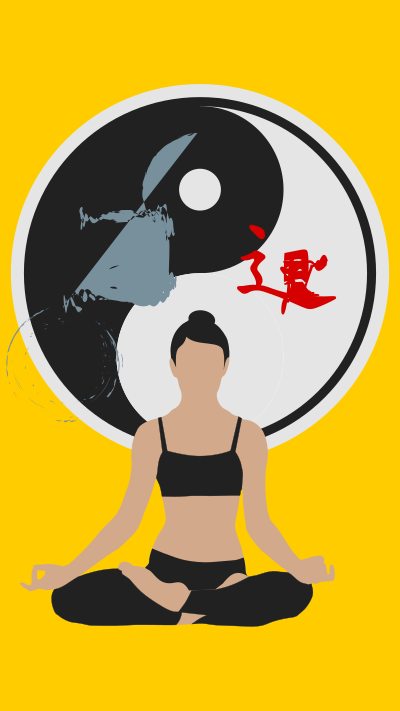 Woman Yoga Yin-Yang yellow / Mujer Yin-Yang Amarillo clipart