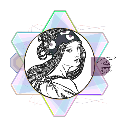 Woman's Portrait By Alphonse Mucha 4 --- Asymmetrical REMIX clipart