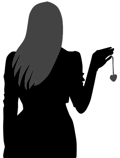 Womans Silhouette Holding Heart Locket clipart