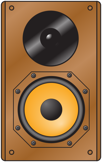 Wooden speaker - front view clipart