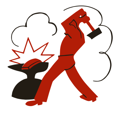 Worker smashing capitalism with a hammer clipart