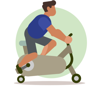 Working out on a stationary bike clipart