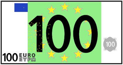 Worksheet 100 euro coloured clipart