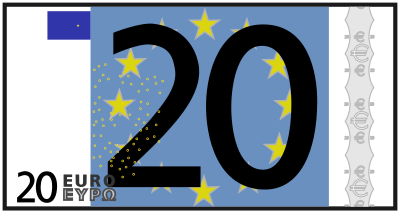 Worksheet 20 euro coloured clipart