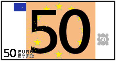 Worksheet 50 euro coloured clipart