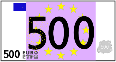 Worksheet 500 euro coloured clipart