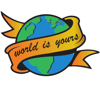 World globe with a ribbon clipart