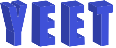 Yeet 3D block text in blue clipart