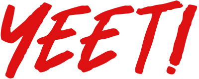 Yeet! in red brush script clipart