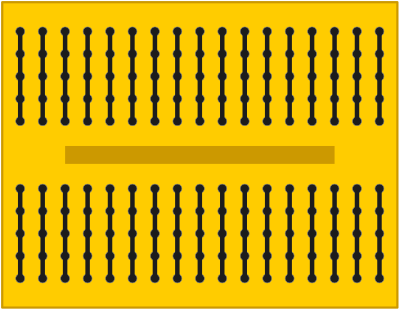 Yellow breadboard with internal connections clipart