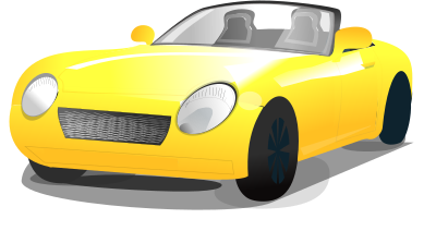 Yellow Convertible sports car clipart