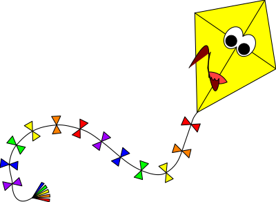 Yellow kite with face 2 clipart