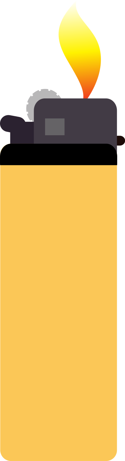 Yellow lighter with flame clipart