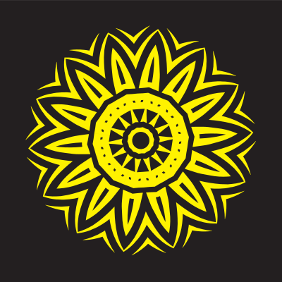 Yellow ornament on black background clipart