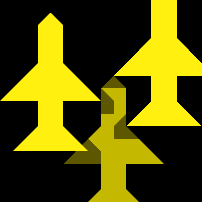 Yellow Planes Flying Over Black Ground 16px Icon clipart