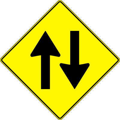 Yellow road sign - two way traffic clipart