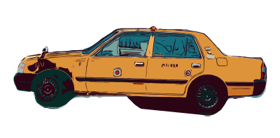 Yellow Taxi Tokyo clipart