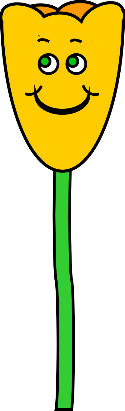 Yellow tulip with smile clipart