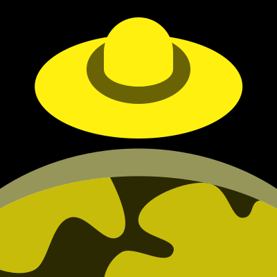 Yellow/Black UFO over planet 16px icon clipart