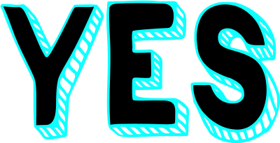 YES black cyan blue wordart clipart