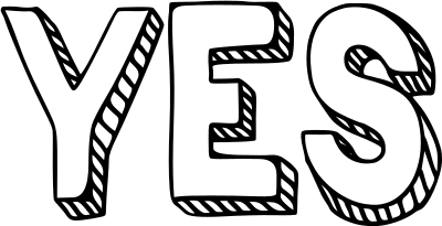 Yes white 3D word art block text clipart
