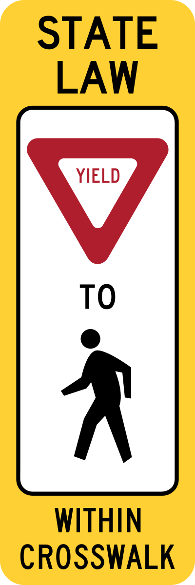 Yield To Pedestrians In Crosswalk Sign (State Law Version, Obsolete, U.S.A.) clipart