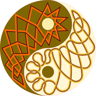 Yin yang with internal Celtic knots 2 clipart