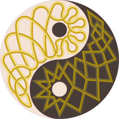 Ying Yang with interlaced ribbons clipart