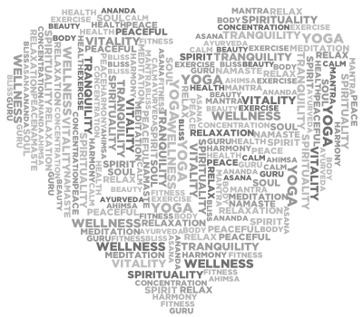 Yoga Love Word Cloud Grayscale clipart