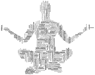 Yoga Pose Word Cloud Grayscale clipart