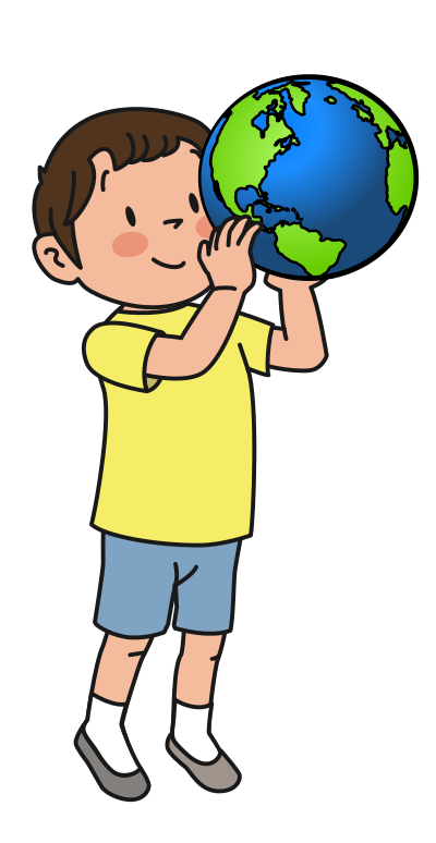 Young Boy Holds the Earth clipart