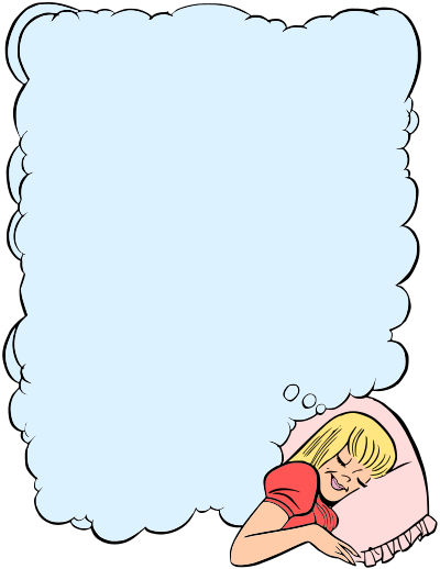 Young girl sleeping on a pillow, dreaming clipart