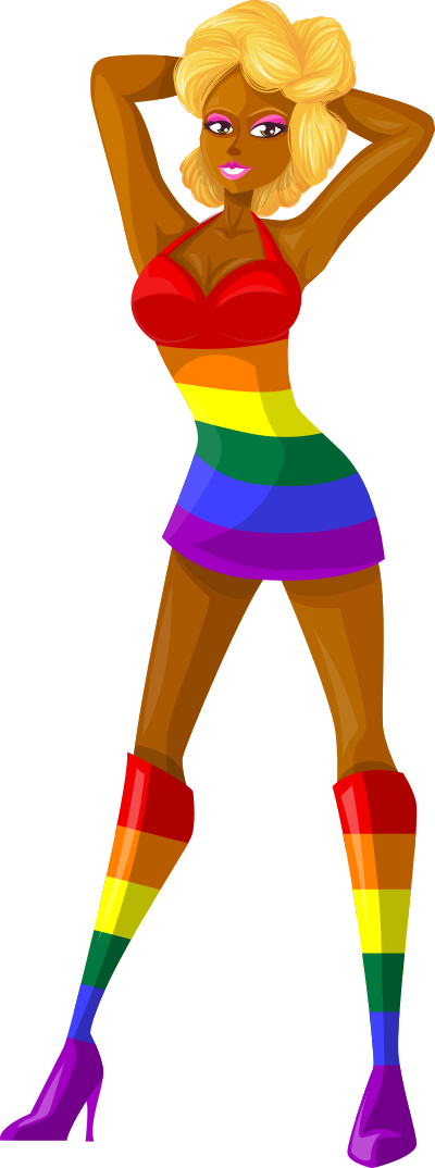 Young lady 2 (blonde, dark skin, plain dress #7) clipart