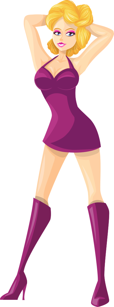 Young lady 2 (blonde, light skin, plain dress #2) clipart