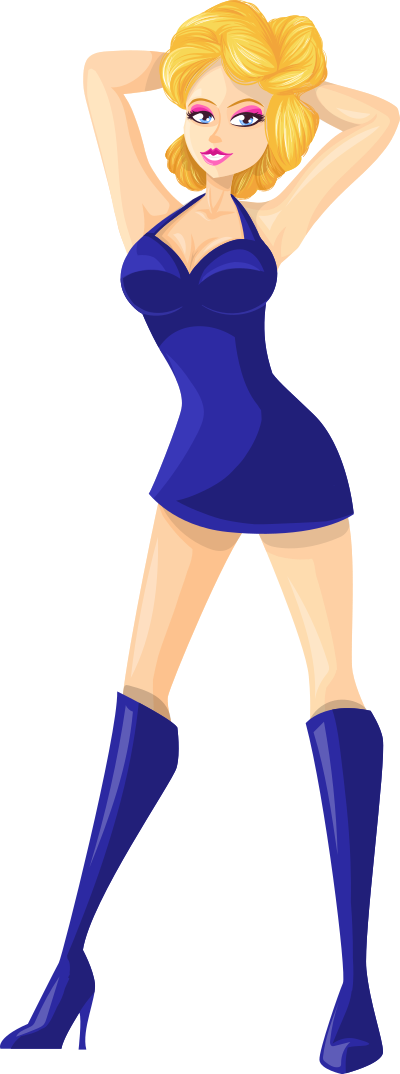 Young lady 2 (blonde, light skin, plain dress #3) clipart