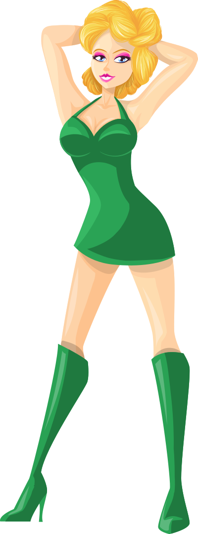 Young lady 2 (blonde, light skin, plain dress #4) clipart