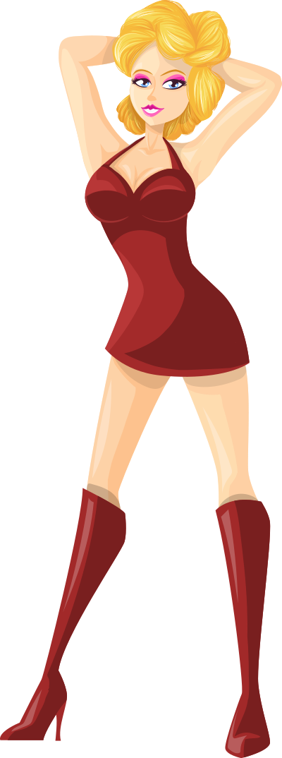Young lady 2 (blonde, light skin, plain dress #5) clipart