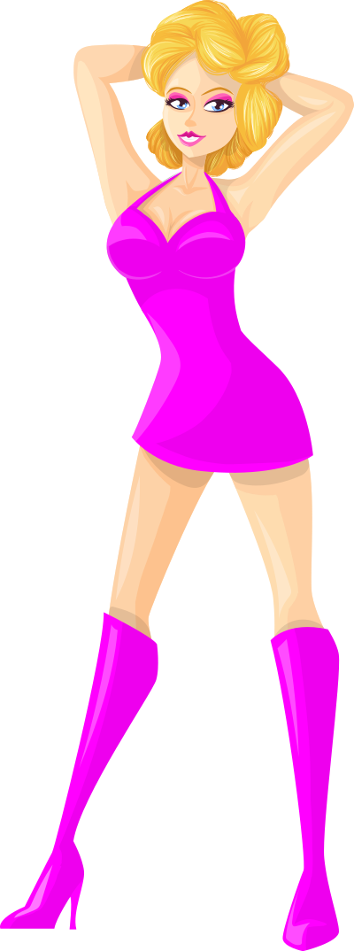 Young lady 2 (blonde, light skin, plain dress #6) clipart