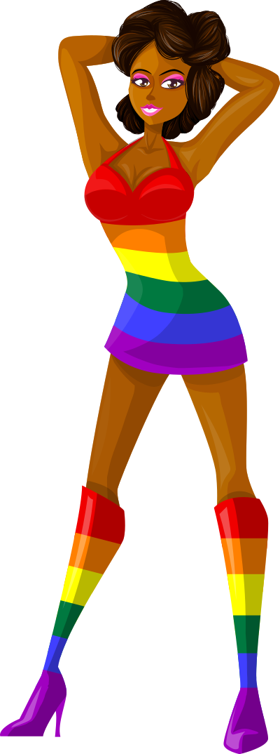 Young lady 2 (brown hair, dark skin, plain dress #7) clipart