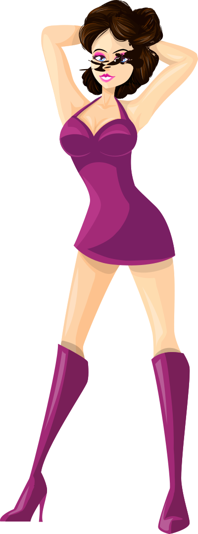 Young lady 2 (brown hair, light skin, plain dress #2) clipart