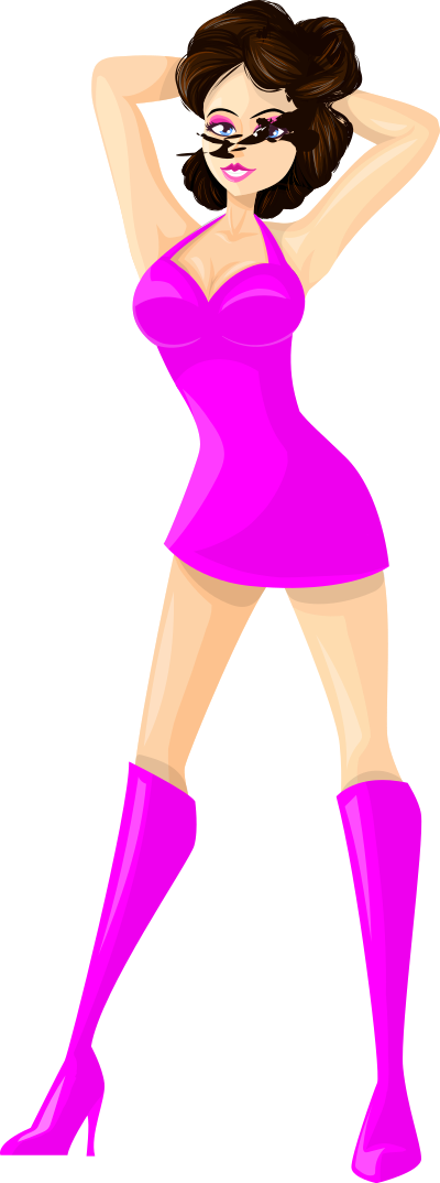 Young lady 2 (brown hair, light skin, plain dress #6) clipart