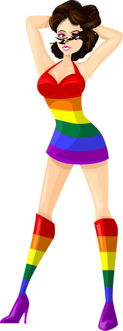 Young lady 2 (brown hair, light skin, plain dress #7) clipart