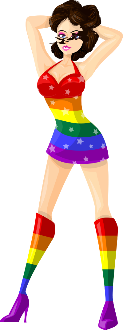 Young lady 2 (brown hair, light skin, starry dress #7) clipart