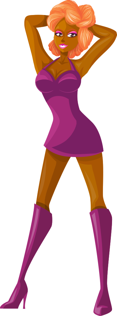 Young lady 2 (redhead, dark skin, plain dress #2) clipart